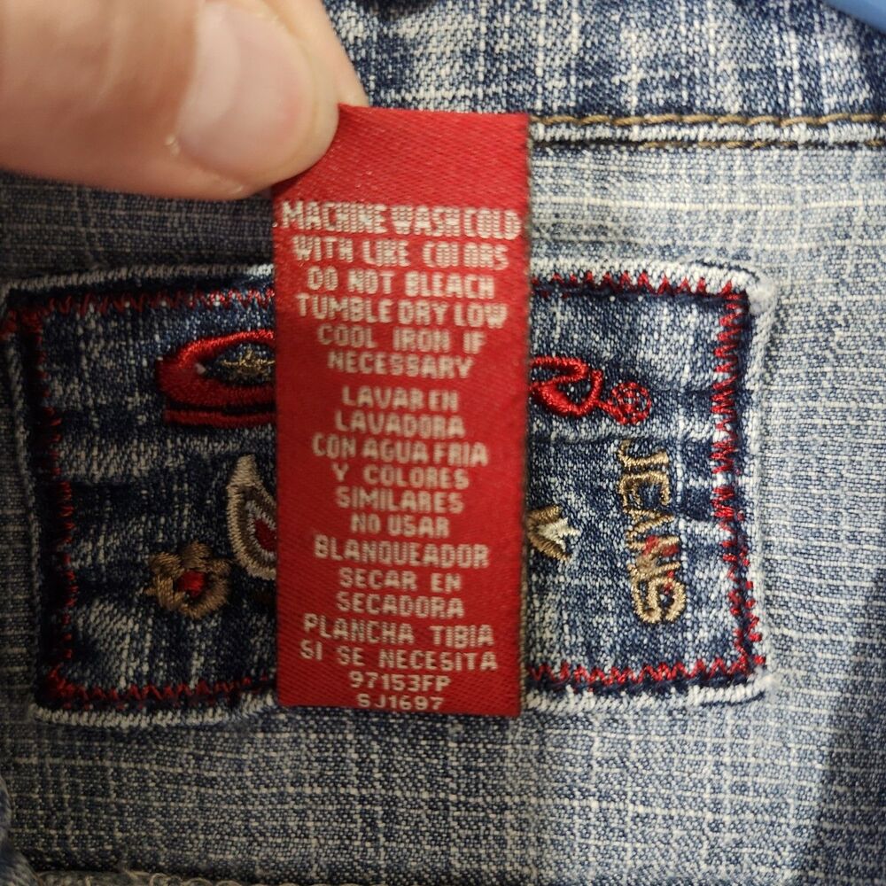 Star Jacket Juniors M Cropped Denim Blue Jean Jacket Casual Y2K Style - Picture 4 of 9